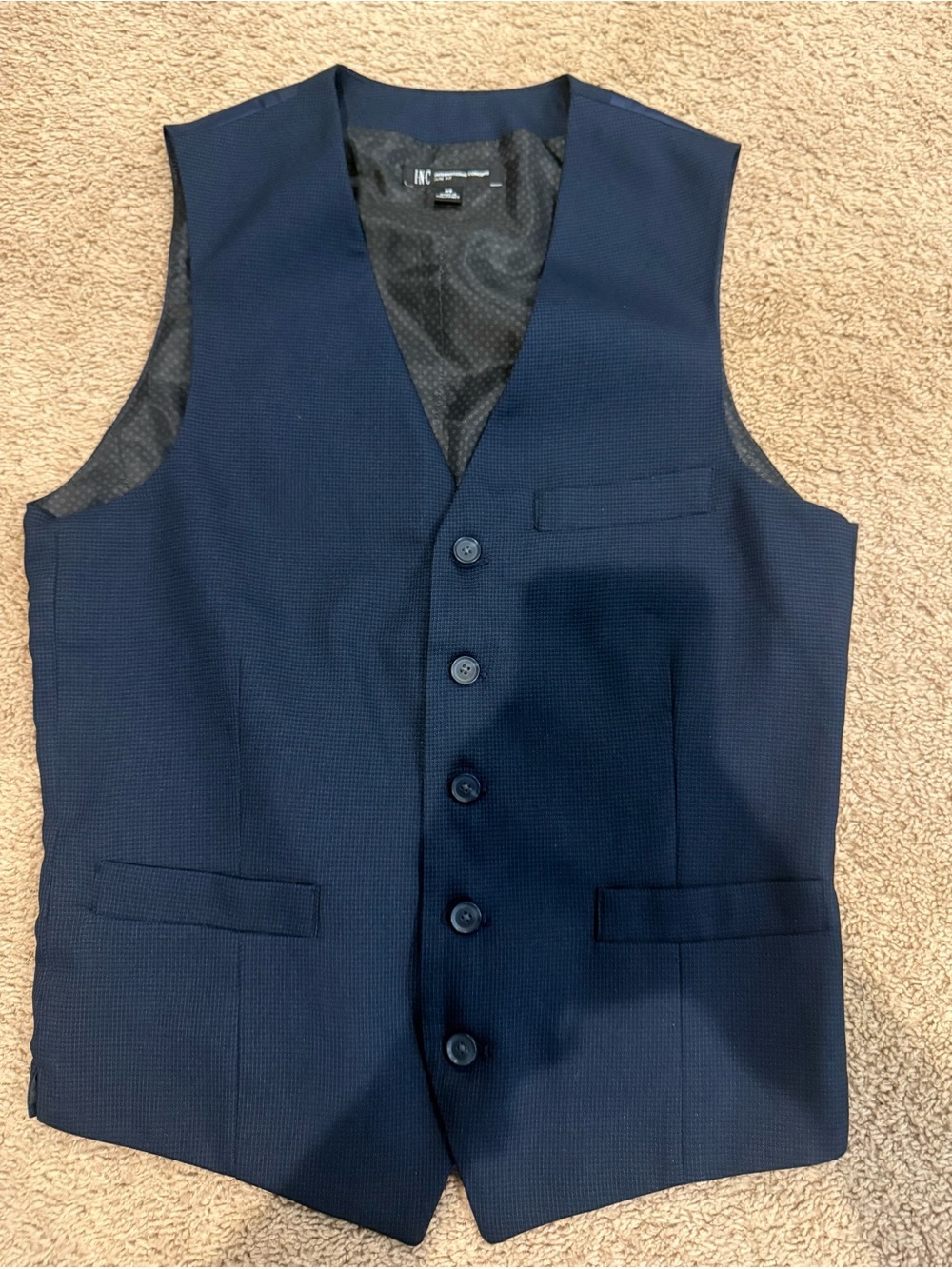 INC International Concepts Men's Navy Textured Dress Vest